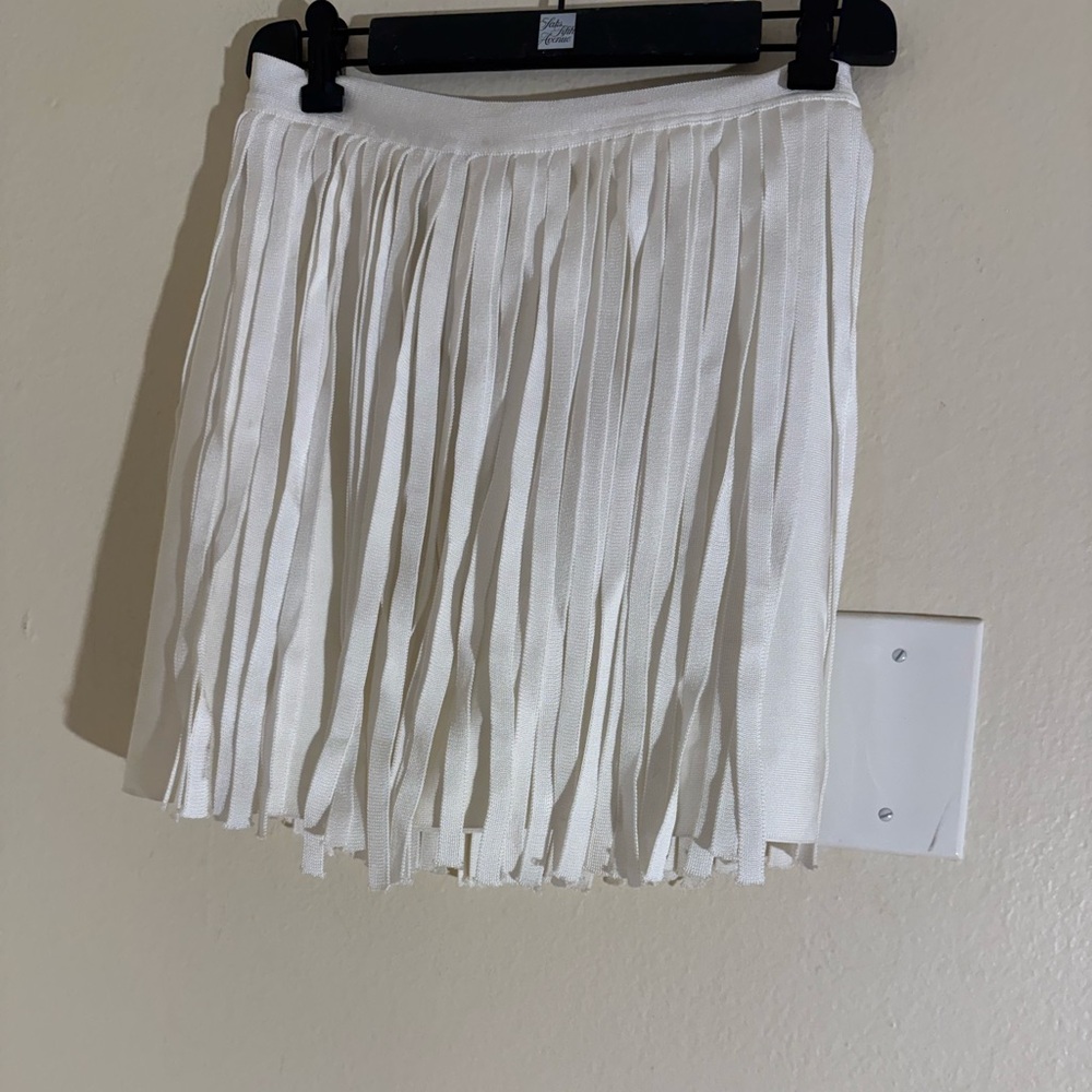 HERVE LEGER × FOREVER 21 Fringe Mini Skirt in White Sz S